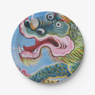 Chinesischer Foohund/Lion Guardian Mural Pappteller