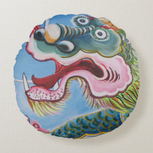 Chinesischer Foohund/Lion Guardian Mural Rundes Kissen