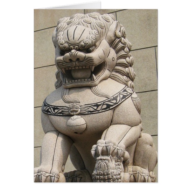 Chinesischer Frauenhund Lion Foo Hund 石 獅 Karte (Vorne)