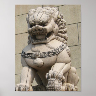 Chinesischer Frauenwächter Lion Fog 石 獅 Poster