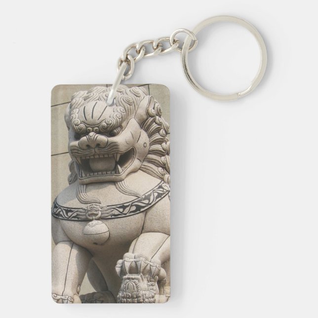 Chinesischer Frauenwächter Lion Fog 石 獅 Schlüsselanhänger (Rückseite)