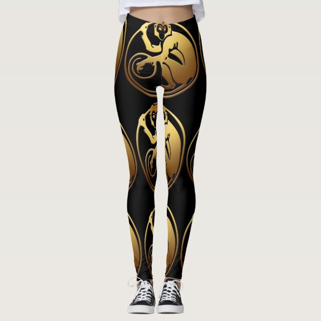 Chinesischer Großer Goldener Affe Jahr Zodiac Gebu Leggings (Vorderseite)