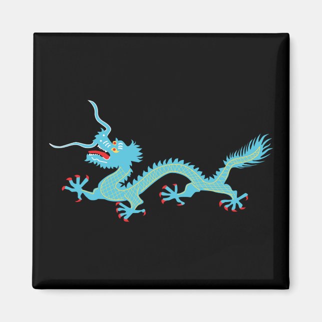 Chinesischer Hellblauer Drache Magnet (Vorne)