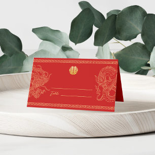 Chinesischer Hochzeitdrache Phoenix-Bankett Platzkarte