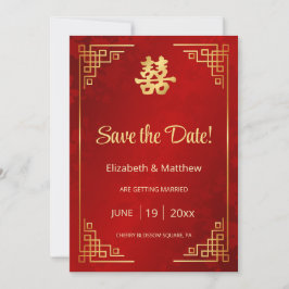 Chinesischer HochzeitGold-Rahmen Save The Date