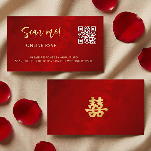Chinesischer Hochzeits-QR-Code RSVP Online Begleitkarte