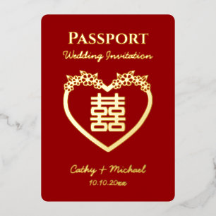 Chinesischer Hochzeitspass Folieneinladung