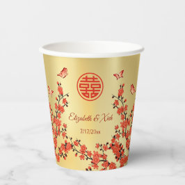 Chinesischer Hochzeitstee Cherry Blossom Custom Pappbecher