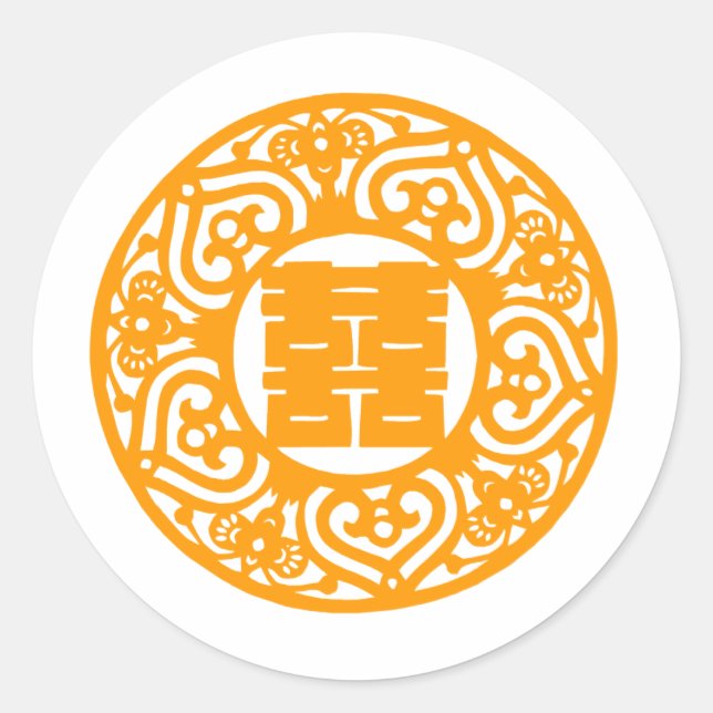 Chinesischer Hochzeitsticker mit doppeltem Glück ( Runder Aufkleber (Vorderseite)