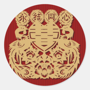 Chinesischer Hochzeitsticker Runder Aufkleber