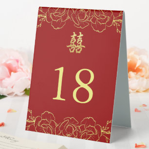 Chinesischer Hochzeitstisch mit Blütenzunge Tischaufsteller