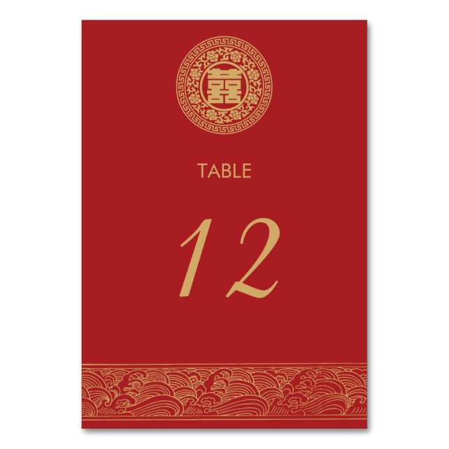 Chinesischer Hochzeitstisch mit doppelter Glückska Tischnummer (Vorderseite)