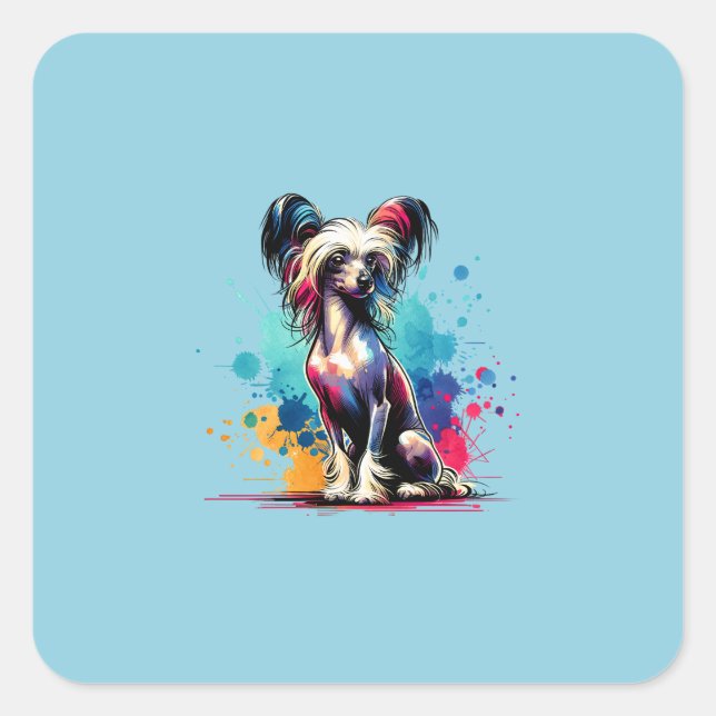 Chinesischer Hund Quadratischer Aufkleber (Vorderseite)