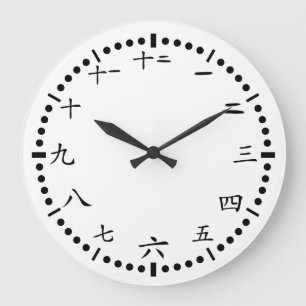 Chinesischer Japaner nummeriert weißen Hintergrun Große Wanduhr