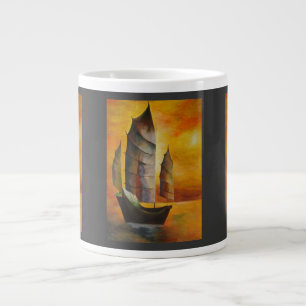 Chinesischer Junk in Ocker und Gelb Jumbo-Tasse
