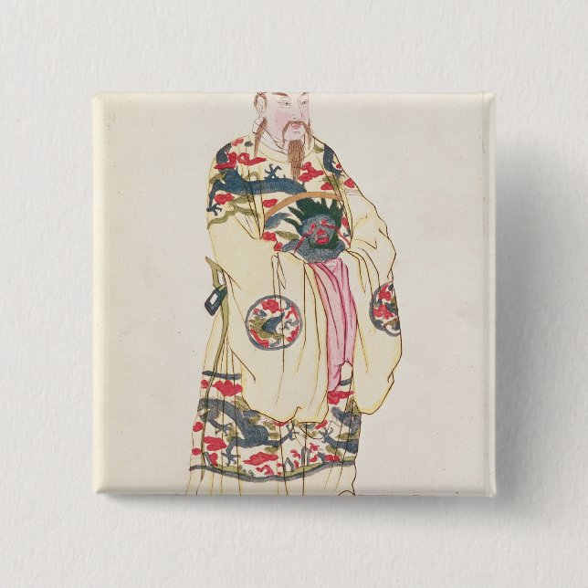 Chinesischer Kaiser im zeremoniellen Kostüm Button (Vorderseite)