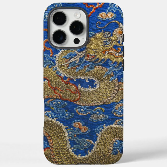 Chinesischer Kaiserlicher Goldener Drache Spiritue iPhone 16 Pro Max Hülle (Rückseite)