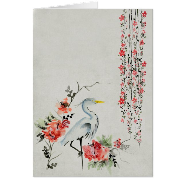 Chinesischer Malestork und rosa Blume (Vorne)