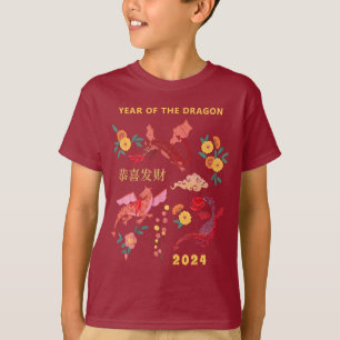Chinesischer Mondneujahrs des Drachenroten T-Shirt