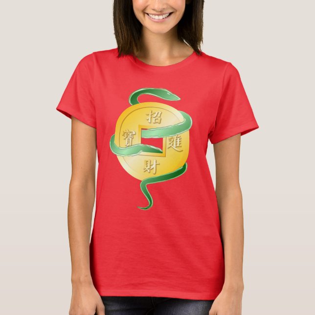 Chinesischer Mondneujahrsfest der Schlange 2025 Wo T-Shirt (Vorderseite)
