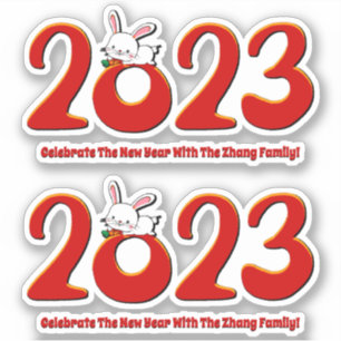 Chinesischer Name Neujahr 2023 Jahr des Kaninchens Aufkleber