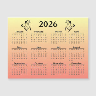 Chinesischer Neujahr des Pferdes 2026 Kalender Magnetkarte