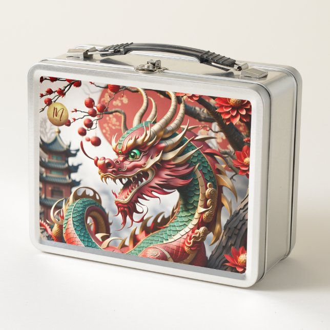 Chinesischer Neujahrdrache 2024 Monogram LBox02 Metall Brotdose (Vorderseite)