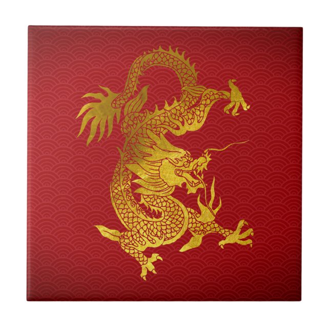 Chinesischer Neujahrdrache 2024 - Papierschnitt T Fliese (Vorderseite)