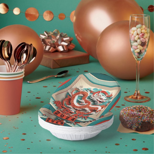 Chinesischer Neujahrdrache 2024 PPB04 Papierhüllen Pappteller (Multi)