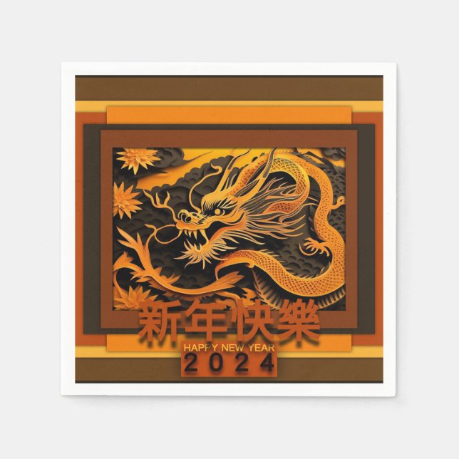 Chinesischer Neujahrdrache 2024 PPN01 Serviette (Vorderseite)