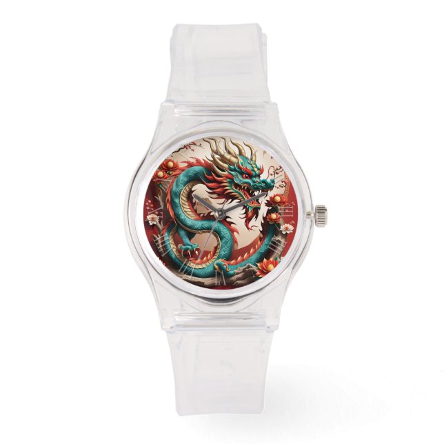 Chinesischer Neujahrdrache Zodiac Birthday W1 Armbanduhr (Vorderseite)