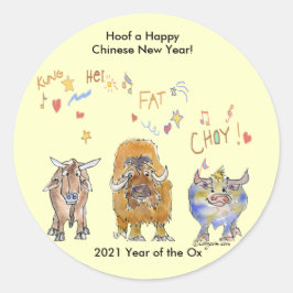 Chinesischer Neujahrs-Cartoon Ox Runder Aufkleber