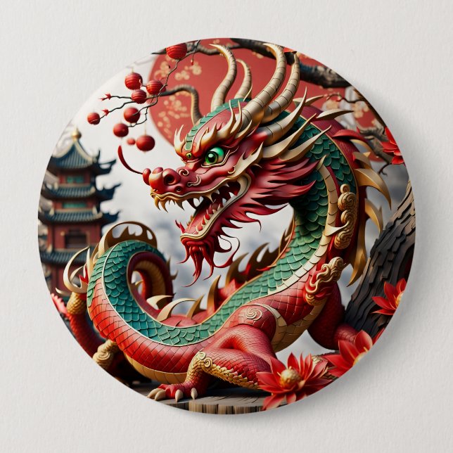 Chinesischer Neujahrsdrache 2024, aber02 Button (Vorderseite)