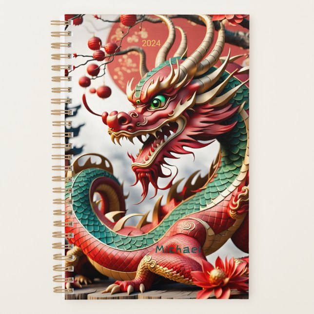 Chinesischer Neujahrsdrache 2024 personalisiert SP Planer (Vorderseite)