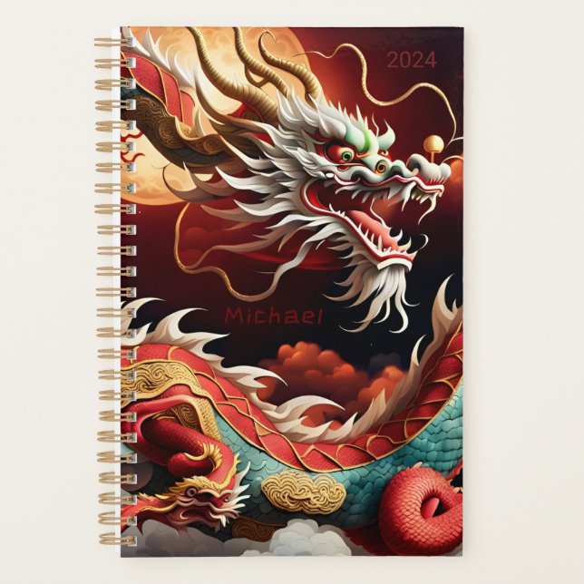Chinesischer Neujahrsdrache 2024 personalisiert SP Planer (Vorderseite)