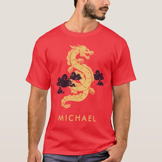 Chinesischer Neujahrsdrache 2024 Personalisiert T-Shirt (Vorderseite)