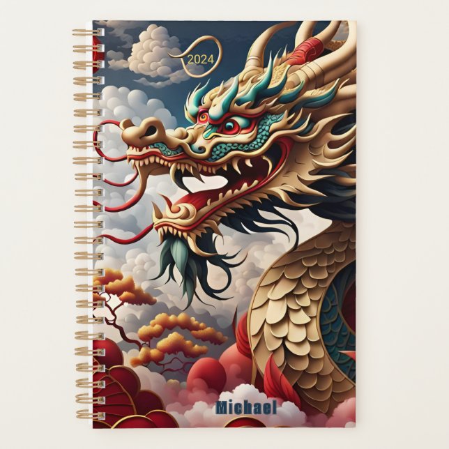 Chinesischer Neujahrsdrache 2024 personalisierter  Planer (Vorderseite)