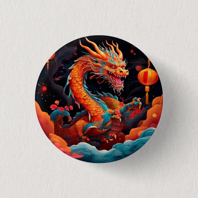 Chinesischer Neujahrsdrache Button (Vorderseite)