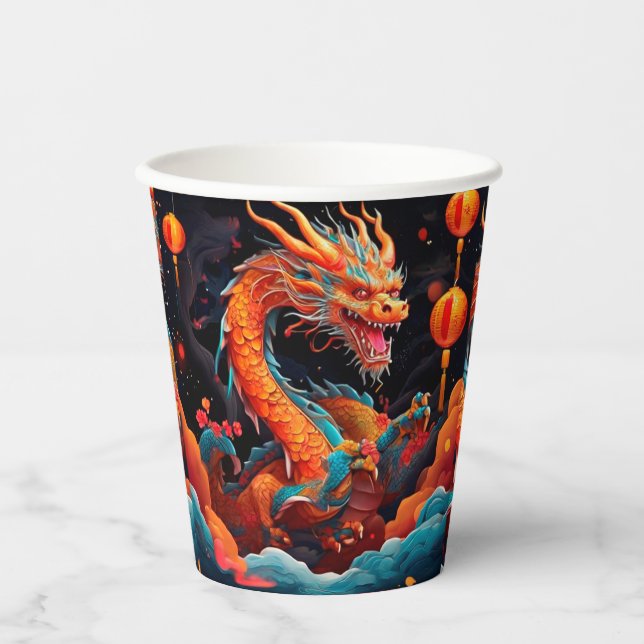 Chinesischer Neujahrsdrache Pappbecher (Vorderseite)