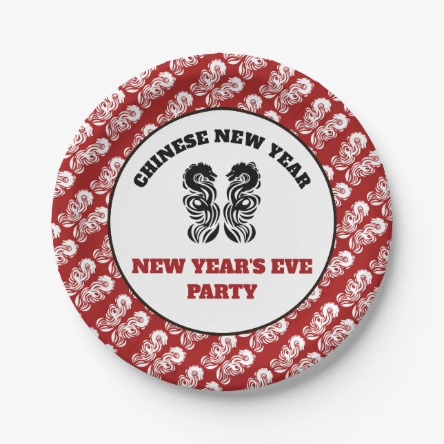 Chinesischer Neujahrsdrache Pappteller (Vorderseite)