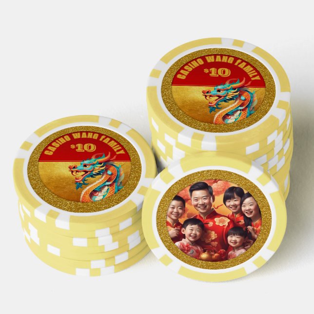 Chinesischer Neujahrsdrache personalisiertes Foto  Pokerchips (Stapel)