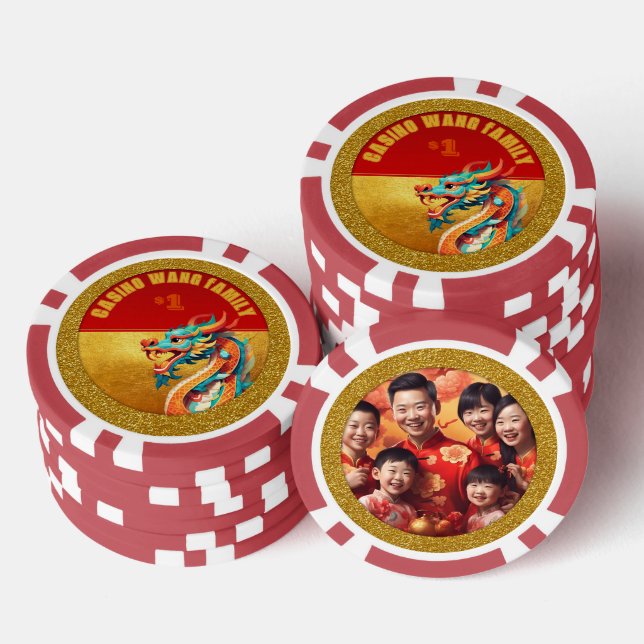 Chinesischer Neujahrsdrache personalisiertes Foto  Pokerchips (Stapel)