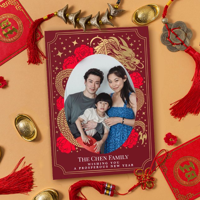 Chinesischer Neujahrsdrachenurlaub Foto Feiertagskarte (Von Creator hochgeladen)