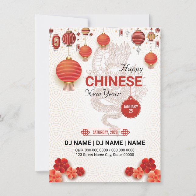 Chinesischer Neujahrseinladung-Flyer Einladung (Vorderseite)
