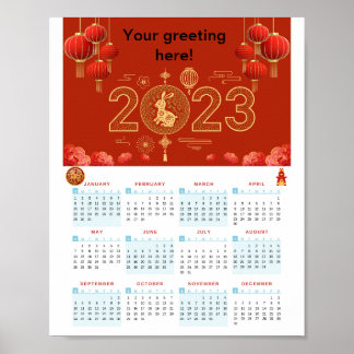 Chinesischer Neujahrskalender 2023 Poster