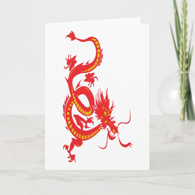 Chinesischer Neujahrsroter Drache Feiertagskarte (Vorderseite)