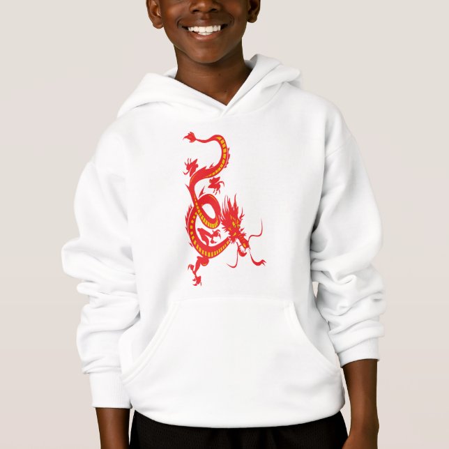 Chinesischer Neujahrsroter Drache Hoodie (Vorderseite)