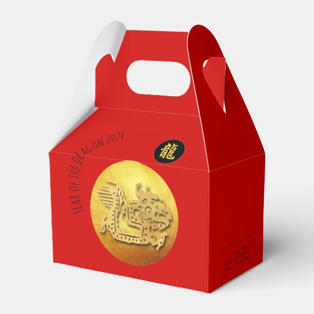 Chinesischer Neujahrsroter Goldener Drache 2024 -  Geschenkschachtel (Rückseite)