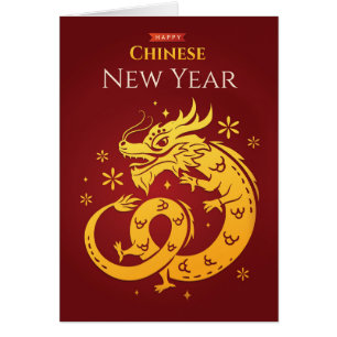 Chinesischer Neujahrsroter goldfarbener Drache auf