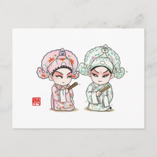 Chinesischer Operncharakter Postkarte - Liang und
